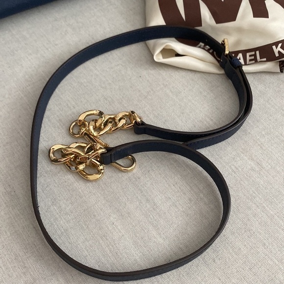 Michael Kors Navy Blue Coated Leather Satchel Handled Crossbody - Picture 9 of 11